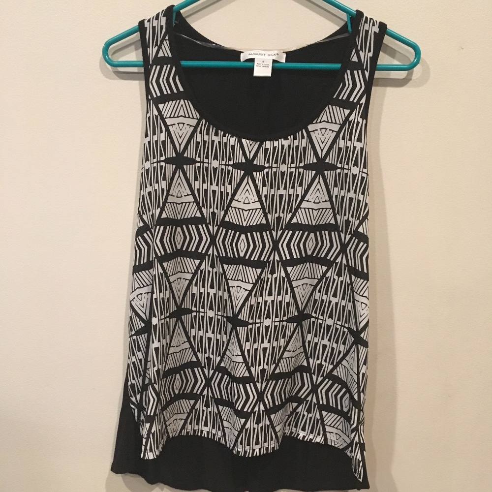 Black and White August Silk Tank Top
